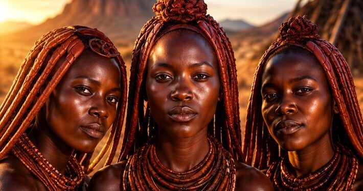 Las mujeres Himba sòlo se lavan tres veces en la vida: al nacer, al casarse y al morir